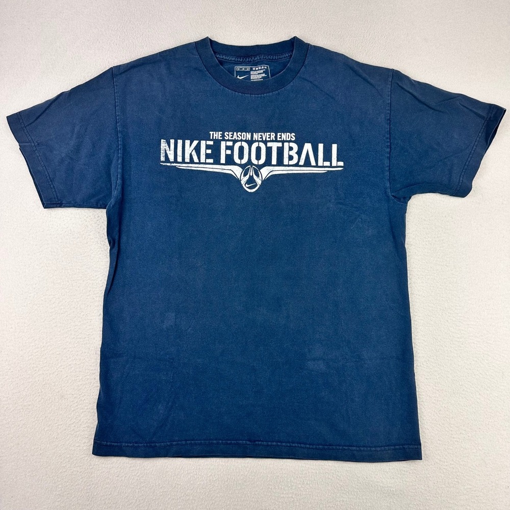 Nike Football T-Shirt Mens Medium Blue Short Sleeve Training Tee Athletic Sports